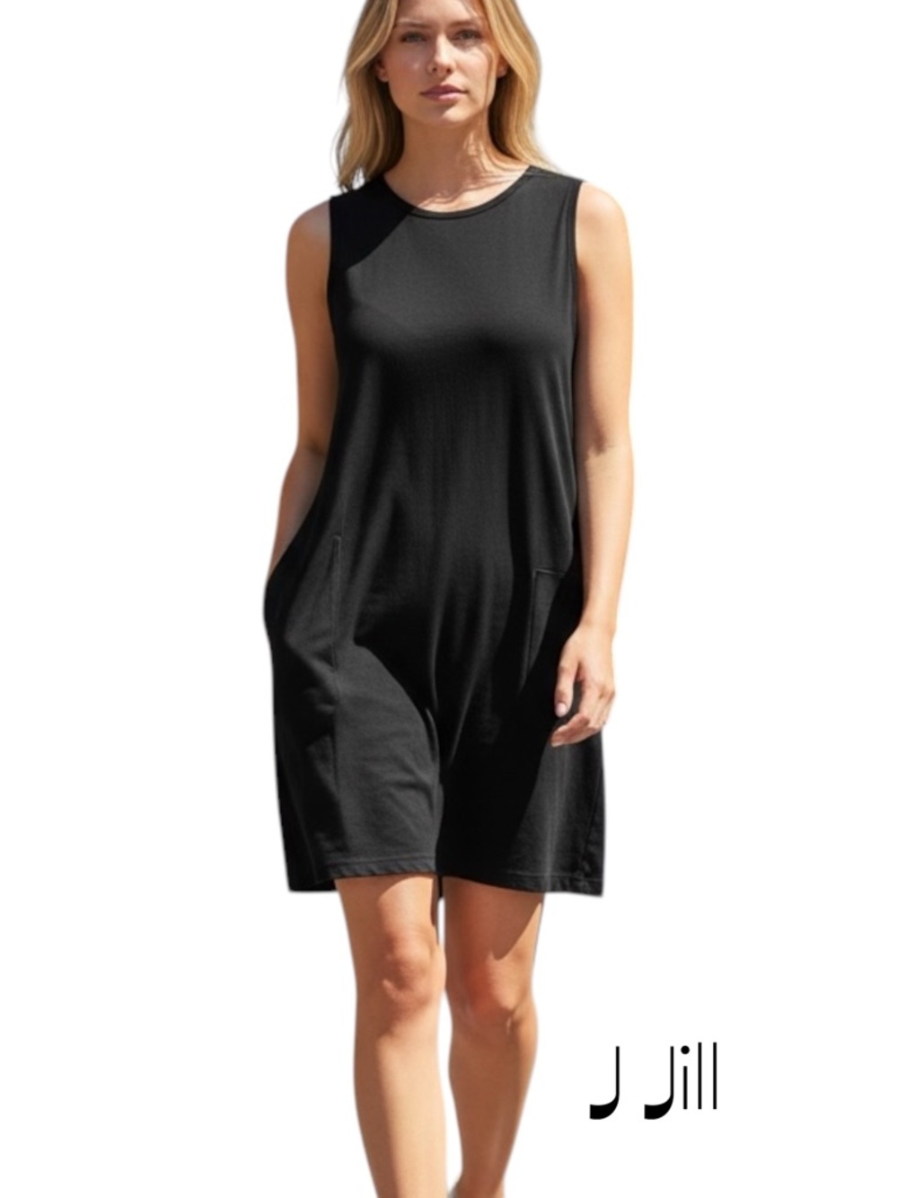 J Jill Black Sleeveless Cotton Blend Pleated Dress Size SP